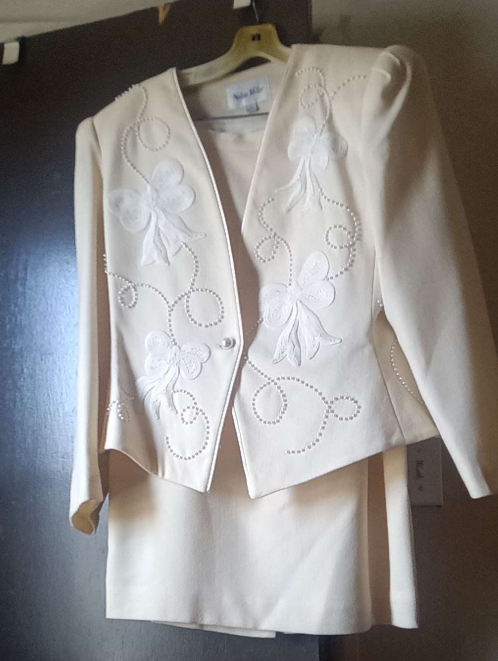 Nolan Miller Cream Embroidered Blazer Jacket